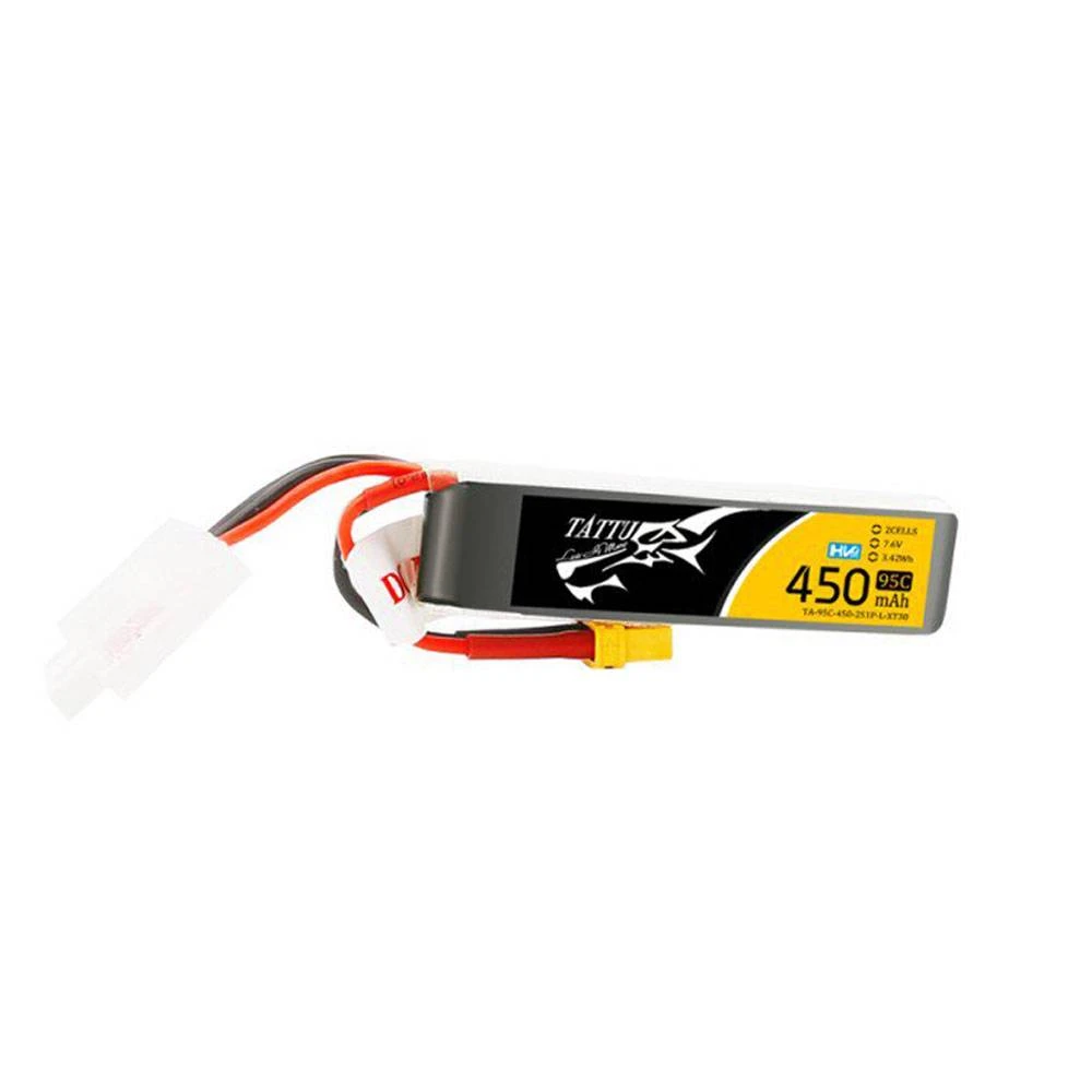 Tattu 450mAh 7.6V HV 95C 2S Lipo Battery - Long Size (XT-30) 1 Tattu 450mAh 7.6V HV 95C 2S Lipo Battery - Long Size (XT-30)