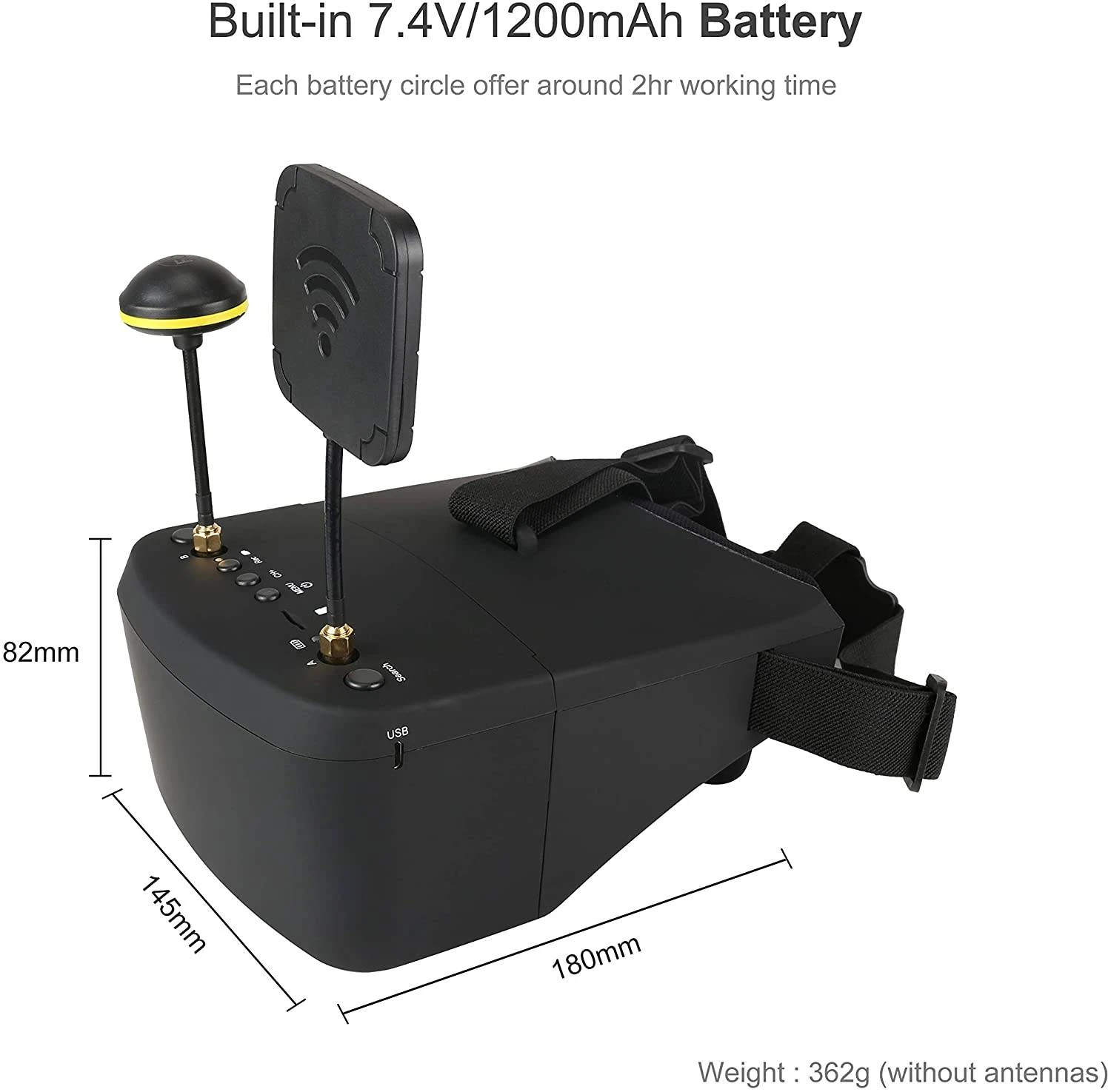 EV800D 5.8GHz 40CH Diversity FPV Goggles W/ DVR 3 EV800D 5.8GHz 40CH Diversity FPV Goggles W/ DVR - Image 3