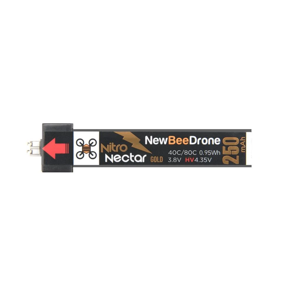 NewBeeDrone Nitro Nectar Gold 250mAh 1S HV LiPo Battery (Pack Of 4) 1 NewBeeDrone Nitro Nectar Gold 250mAh 1S HV LiPo Battery (Pack Of 4)