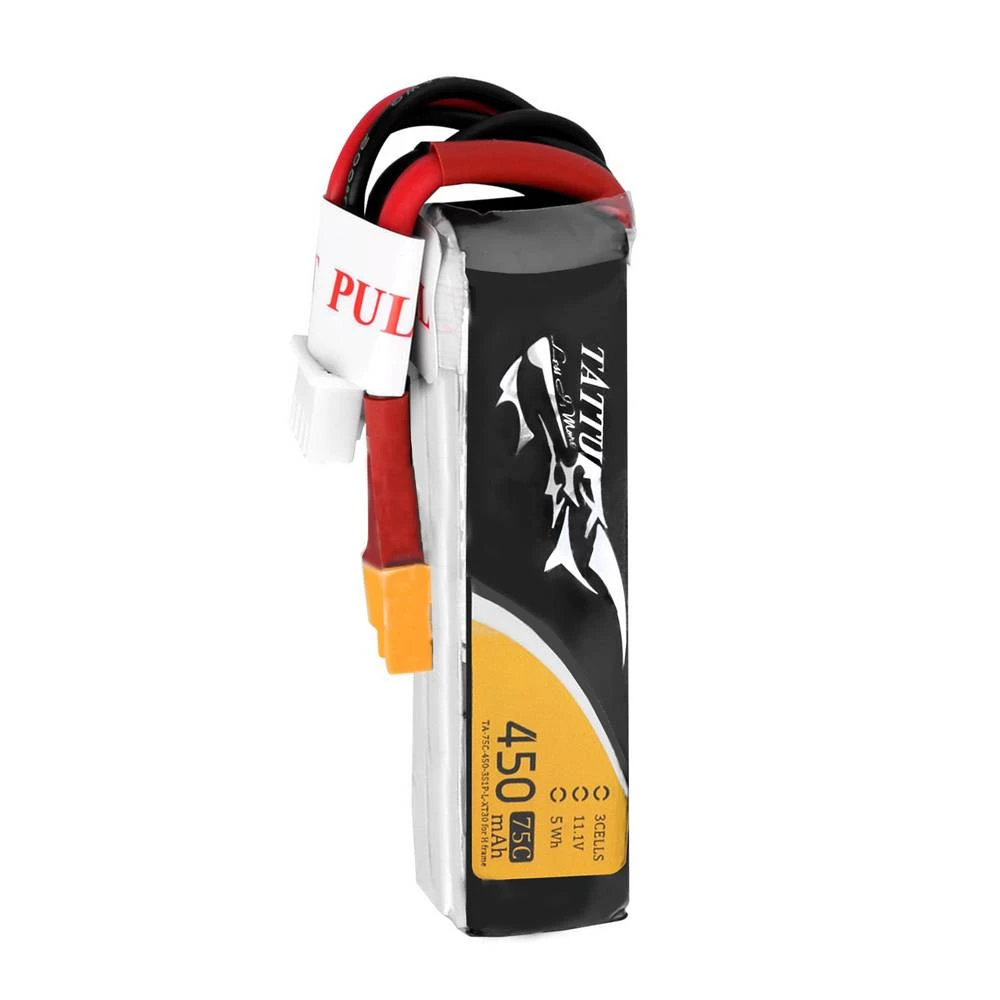 Tattu 450mAh 3S 75C LiPo Battery - Long Size XT30 2 Tattu 450mAh 3S 75C LiPo Battery - Long Size XT30 - Image 2