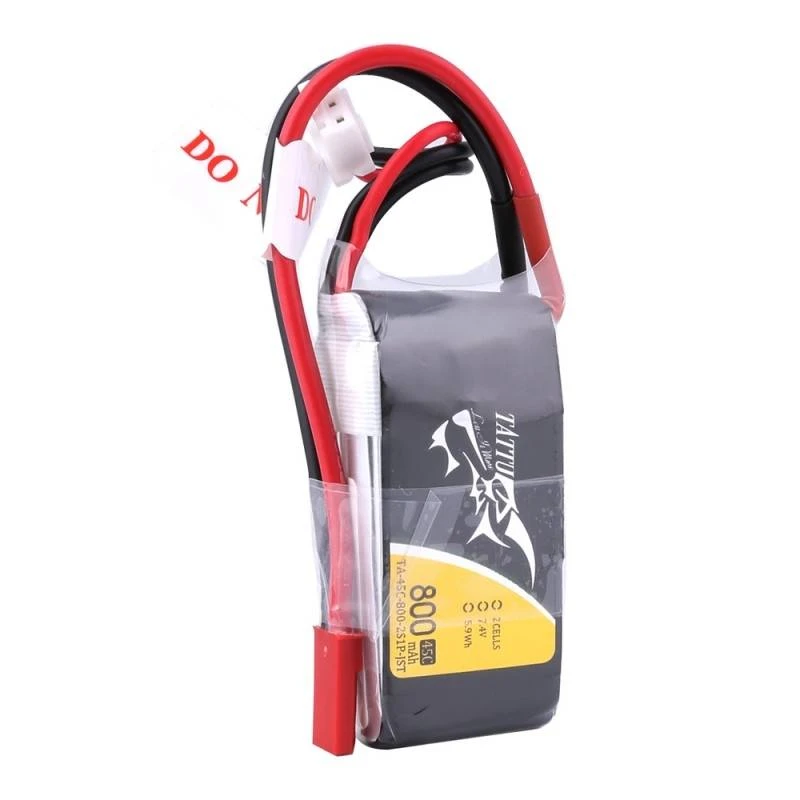 Tattu 800mAh 7.4V 45C 2S1P Lipo Battery Pack (JST) 2 Tattu 800mAh 7.4V 45C 2S1P Lipo Battery Pack (JST) - Image 2