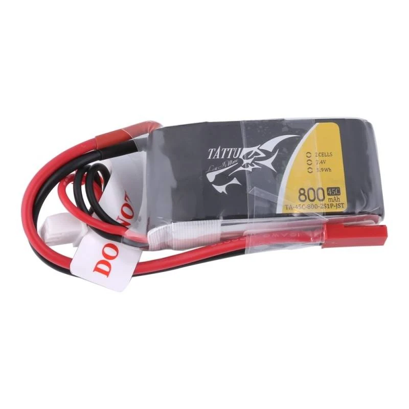 Tattu 800mAh 7.4V 45C 2S1P Lipo Battery Pack (JST) 1 Tattu 800mAh 7.4V 45C 2S1P Lipo Battery Pack (JST)