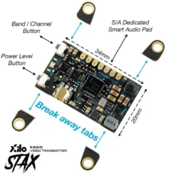 XILO STAX 5.8GHz FPV Video Transmitter (25-600mW) W/ Smart Audio -DJI Shop xilo stax video transmitter features